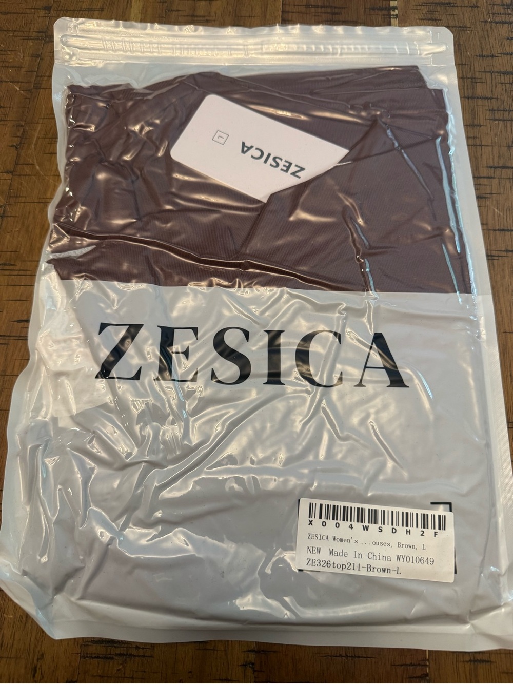 Zesica Large Women's One-Shoulder Brown Top with Gold Accent - Picture 2 of 4